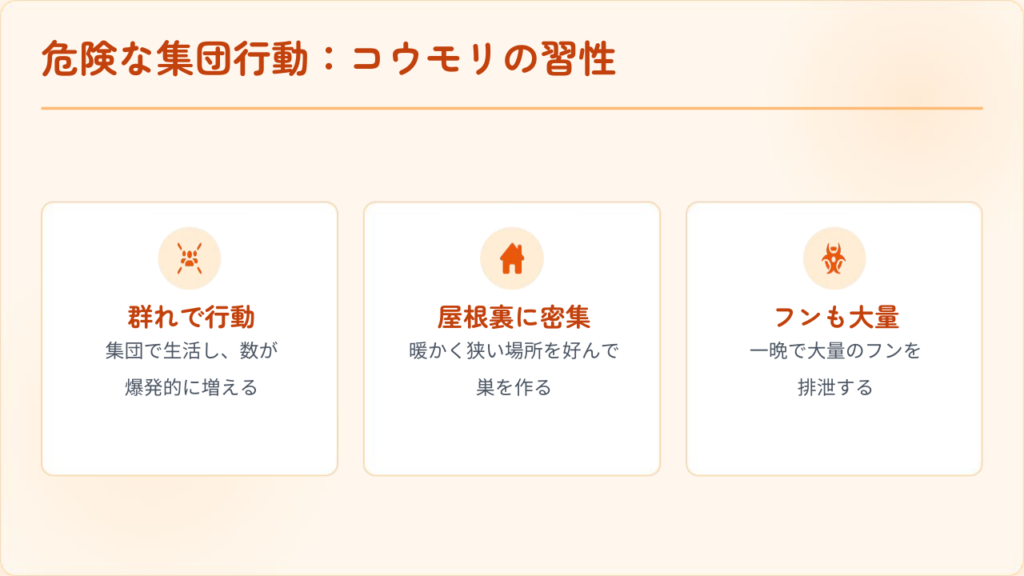 群れをつくるコウモリの習性