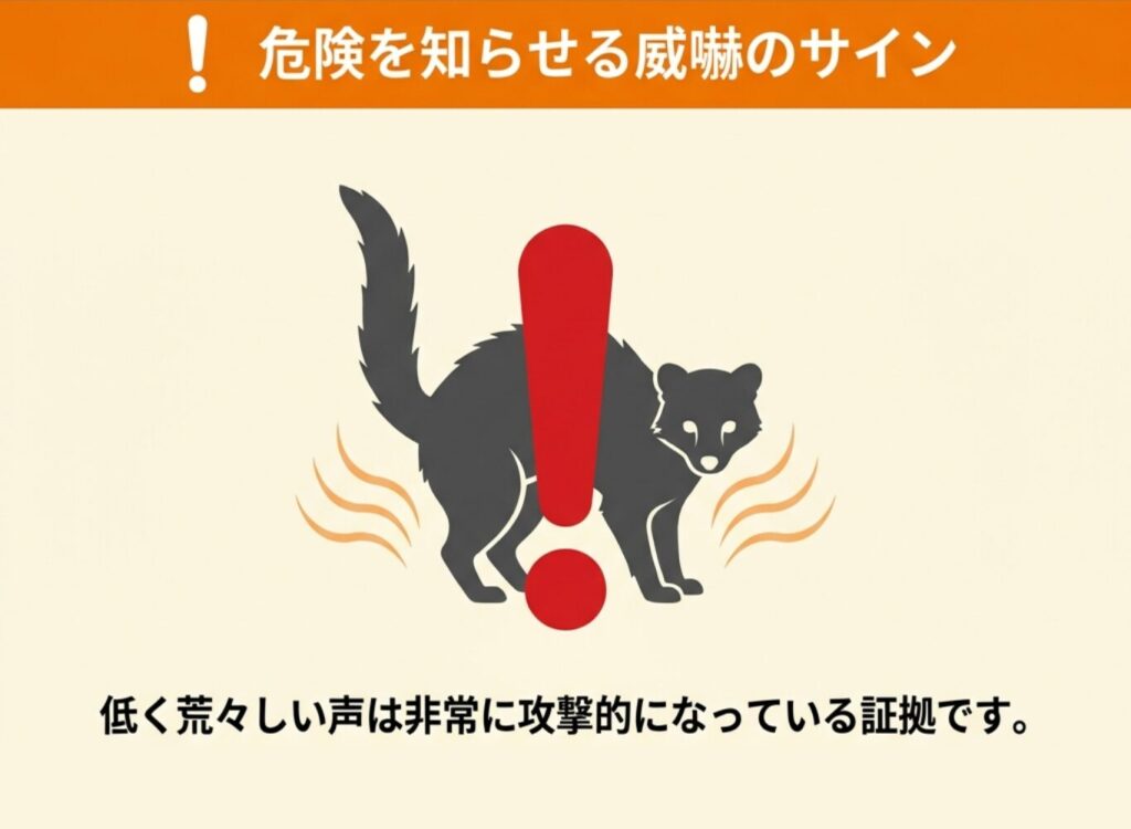 威嚇時の鳴き声「ガァー」「シャー」
