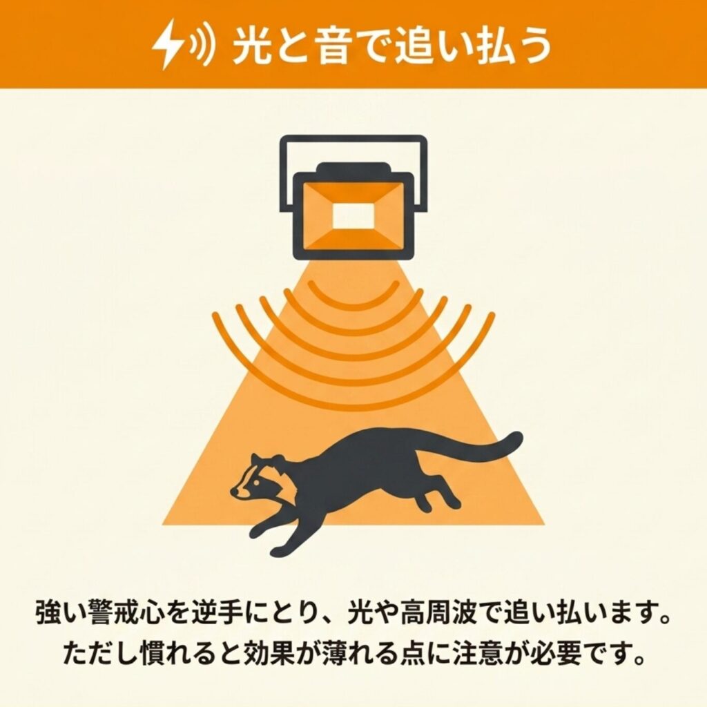 超音波や光を活用した対策(効果は一時的)
