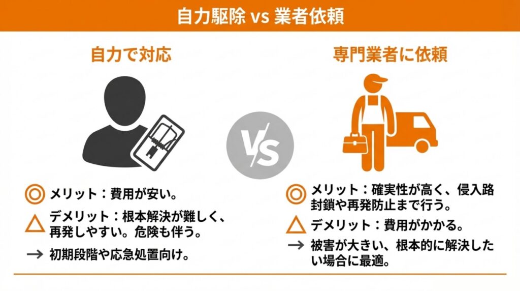 家にネズミが出たらすぐにやるべきこと【自力と業者の対応比較】