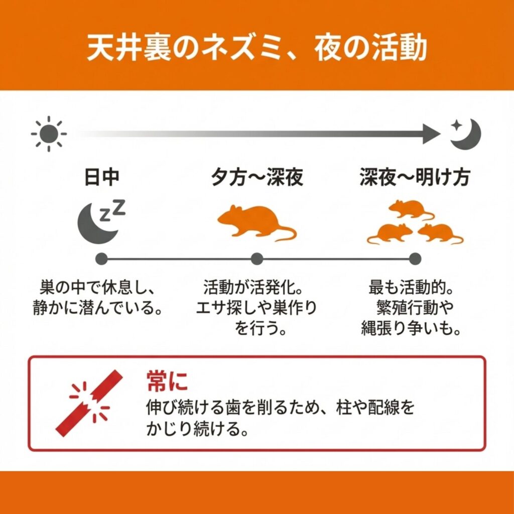 天井裏や屋根裏のネズミ、家の中で何をしている？