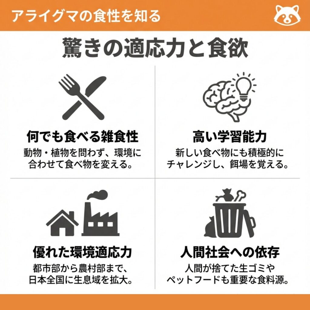 アライグマは雑食？何でも食べる「食性」を解説