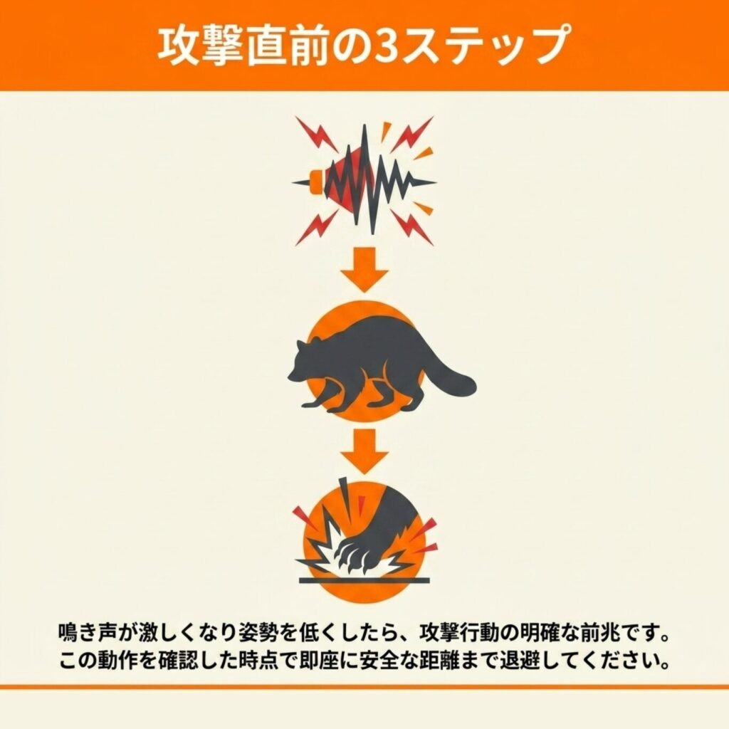 アライグマが攻撃に移る前兆
