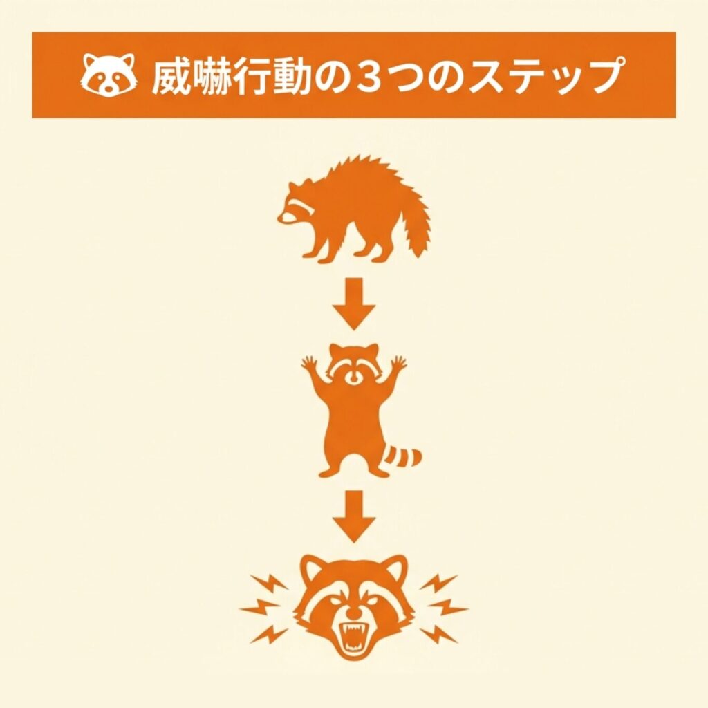 アライグマの威嚇には段階がある