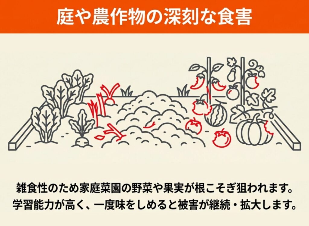農作物や庭の植物への食害