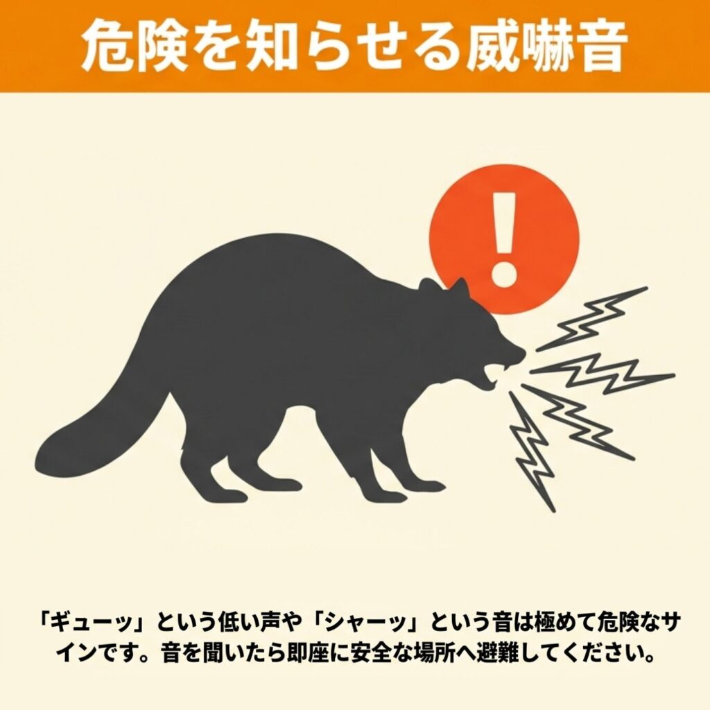 アライグマが威嚇する際の鳴き声