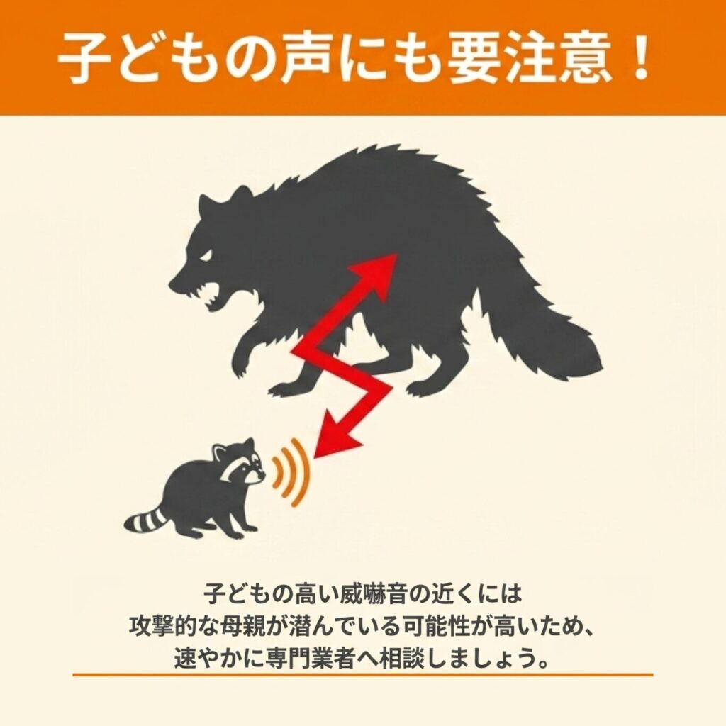 子どものアライグマの威嚇音