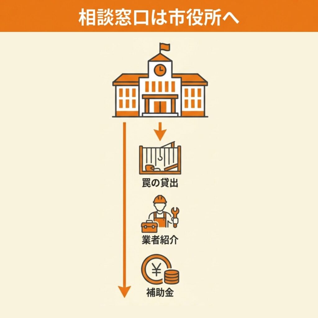 基本的には警察ではなく市役所に連絡すべき