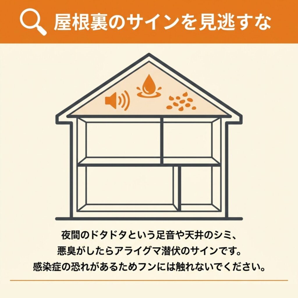 屋根裏に住み着いているサインの見極め方