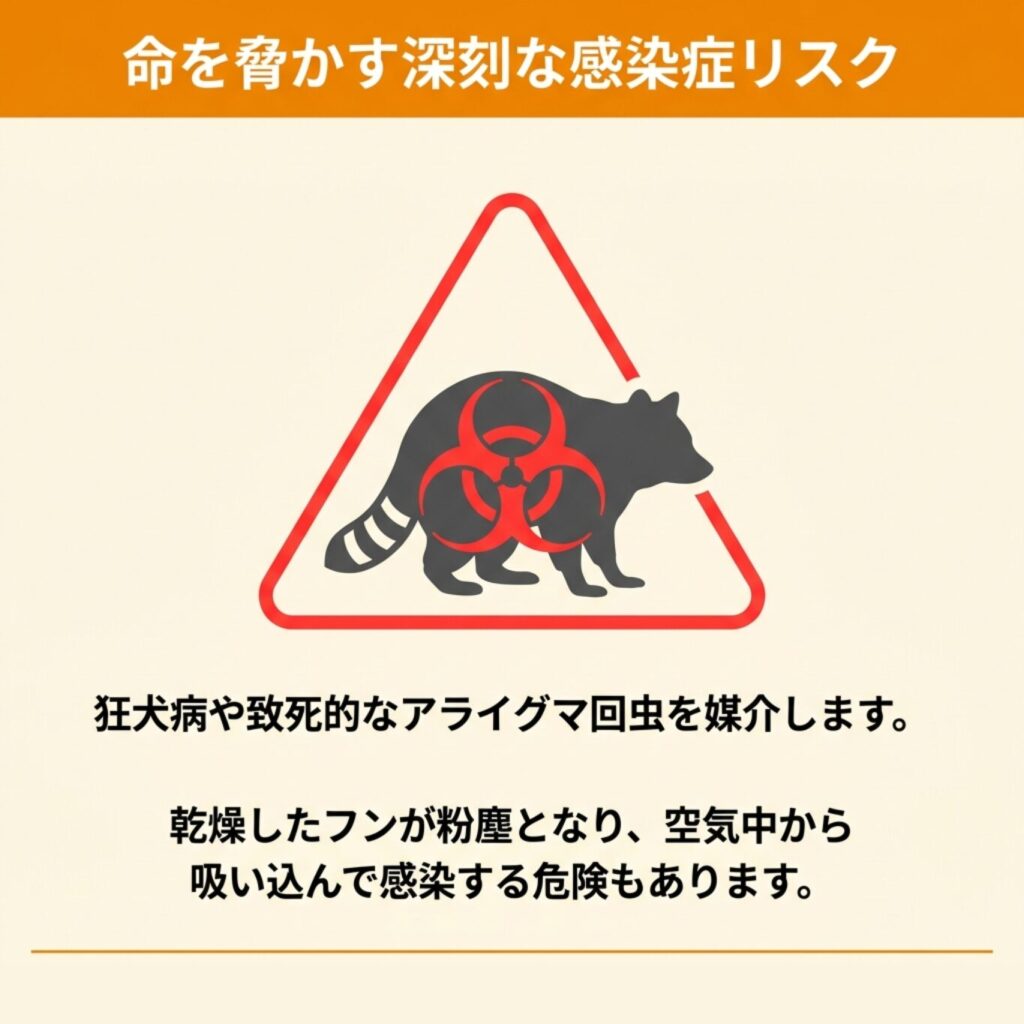 狂犬病やアライグマ回虫などの感染症リスク