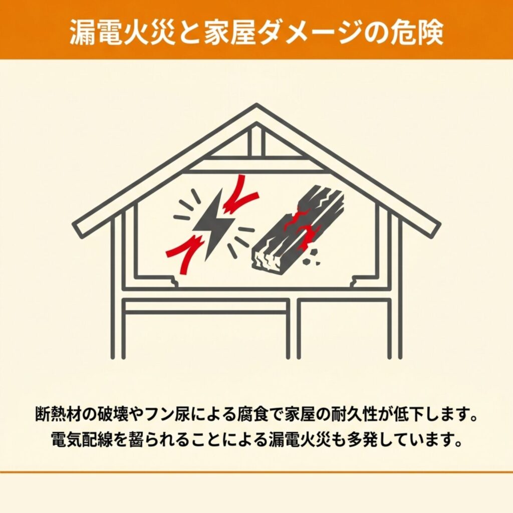 建物の破損と火災の危険性