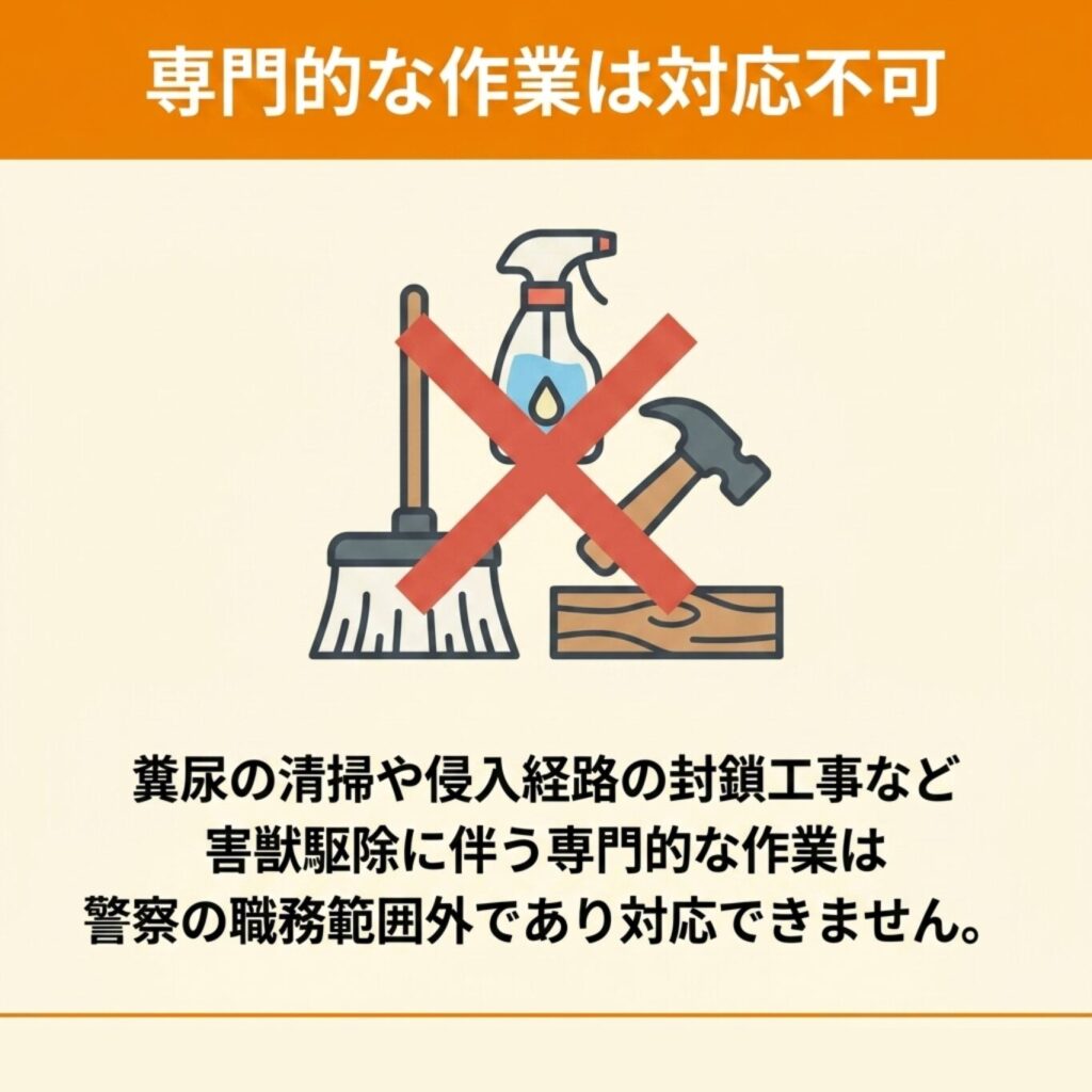 理由③：駆除や清掃は警察官の業務範囲を超える