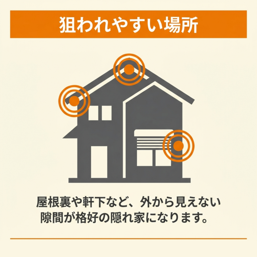 コウモリの巣ができやすい場所