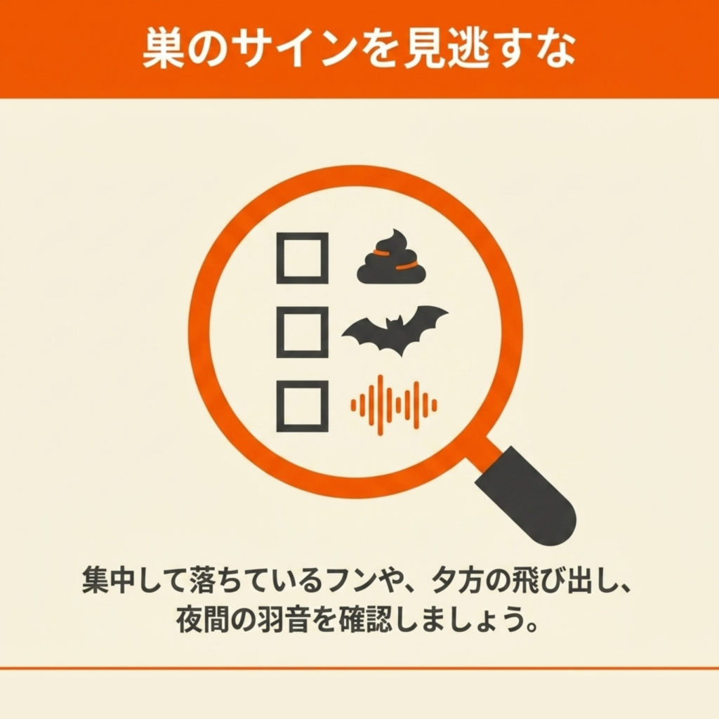 コウモリの巣の見つけ方