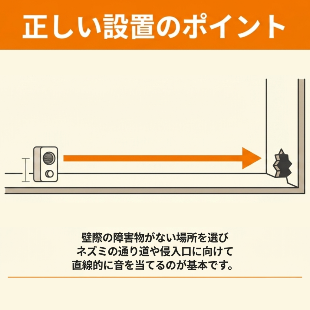 ネズミ対策に超音波駆除器を設置する場合の正しい設置方法と影響