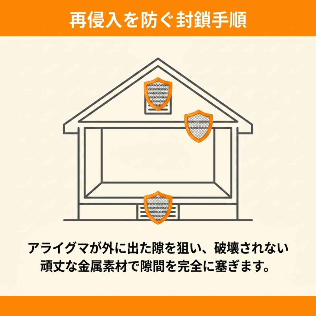 アライグマ追い出し後に行う侵入口封鎖