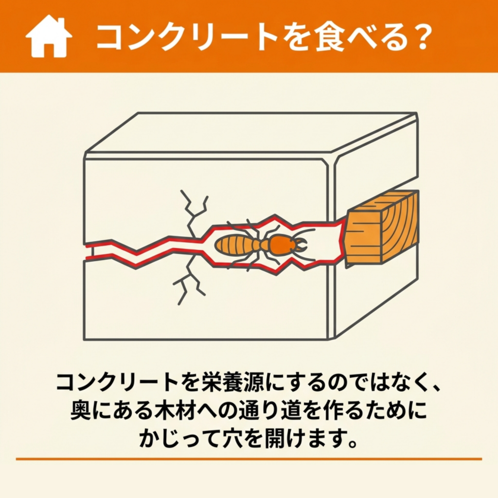 シロアリはコンクリートを「食べる」のか