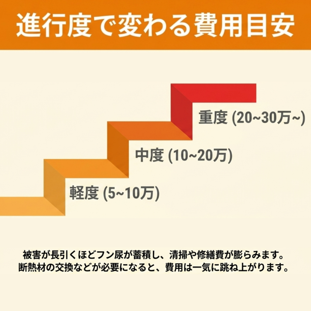 イタチ駆除の被害レベル別の費用目安