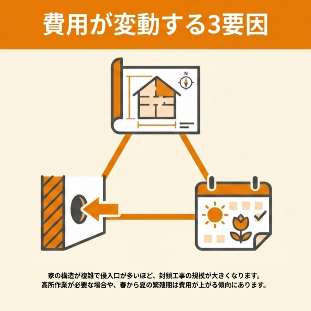 イタチ駆除の費用を左右する要因