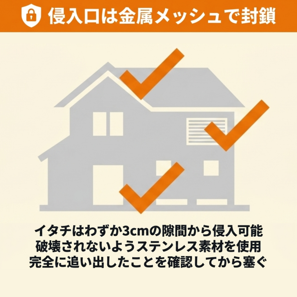 追い出し後のイタチの侵入口封鎖