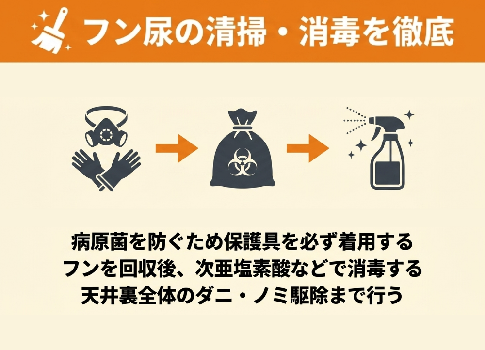 イタチ駆除後の清掃・消毒