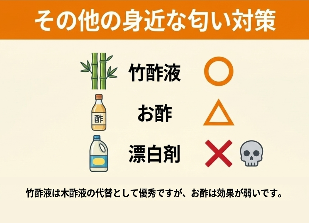 お酢・竹酢液・漂白剤の評価