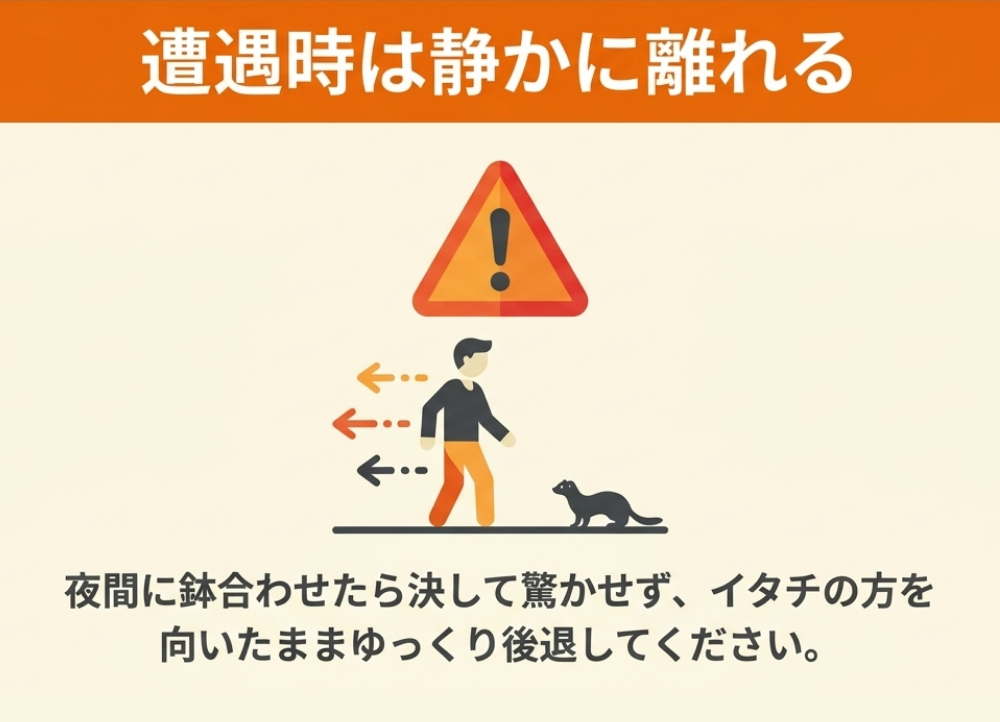 夜間のイタチとの遭遇を避ける