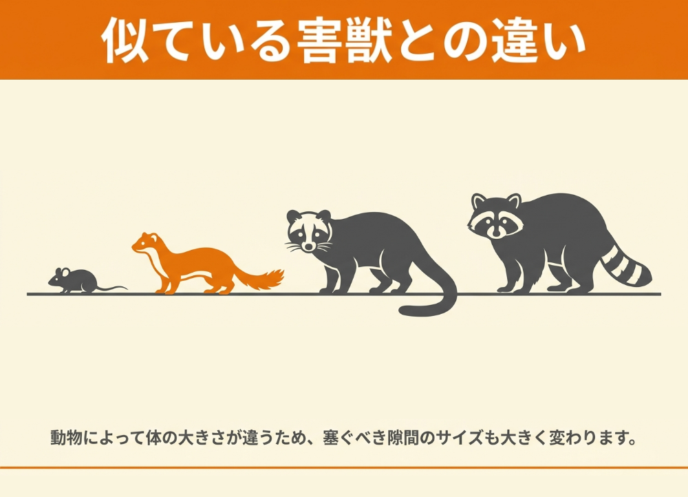 天井裏の物音がイタチと似ている害獣の場合もある