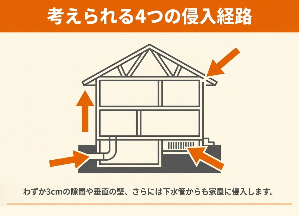 イタチが天井裏に入る経路とは？