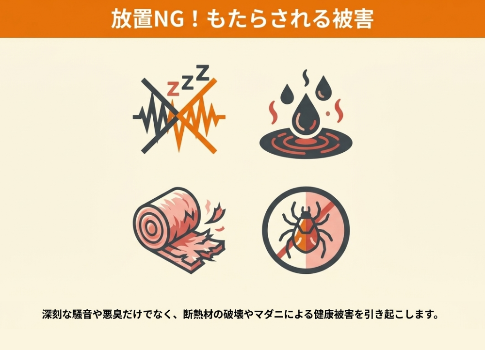 天井裏のイタチによる被害とは？